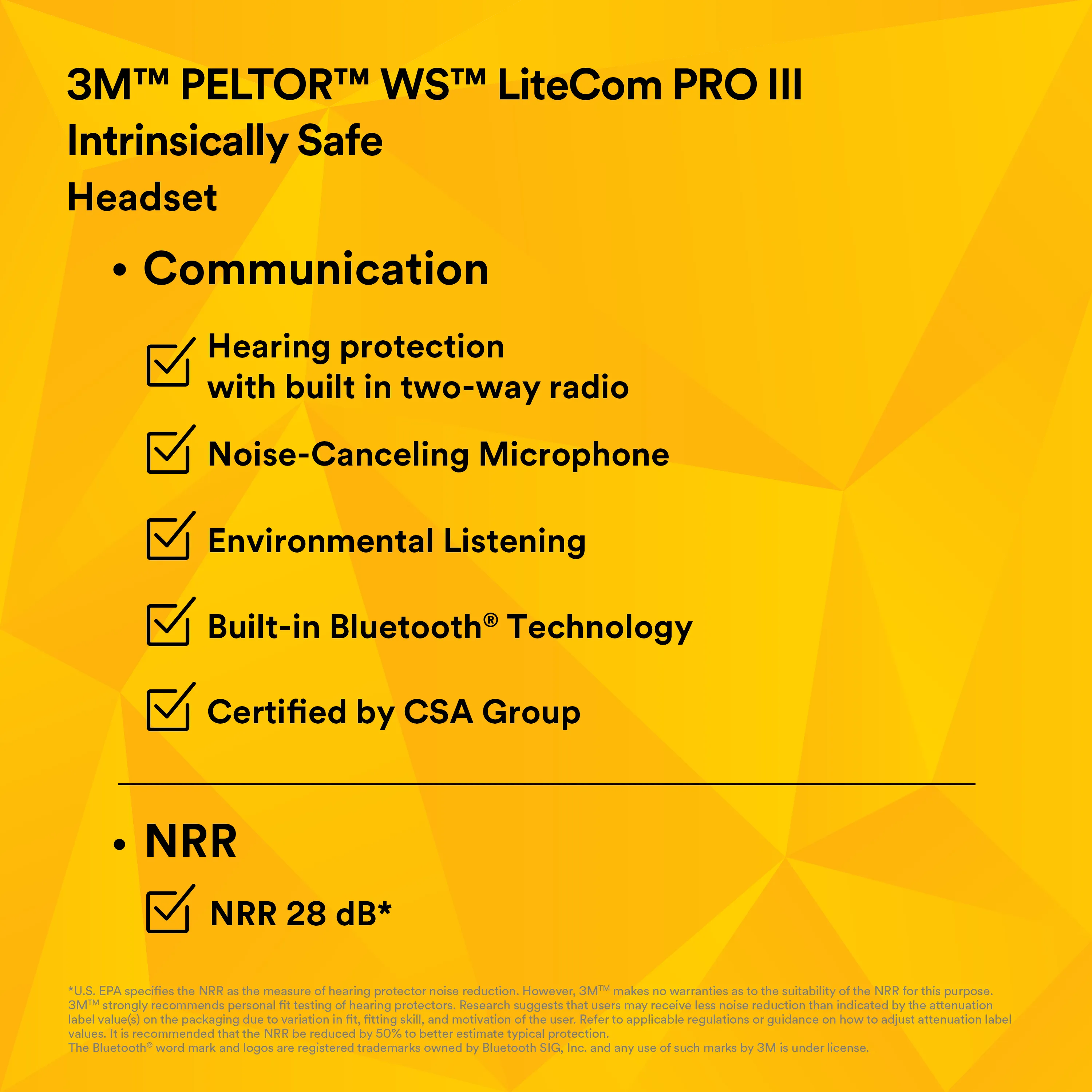 3M PELTOR WS LiteCom PRO III Headset - NeckBand- Intrinsically Safe - MT73H7B4D10NA-50