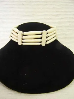 4-Row Native American Style Plain White Choker