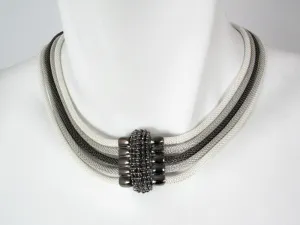 5-Strand Mesh Necklace with Bead Textured Magnetic Clasp