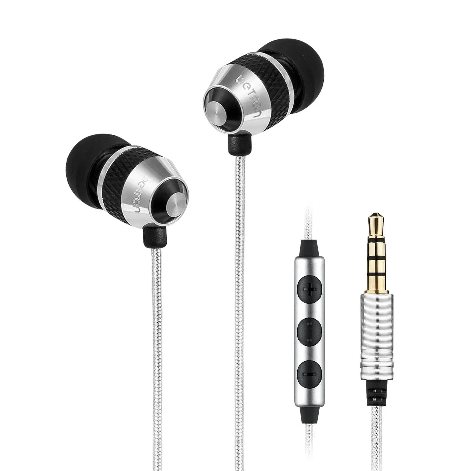 Betron B25 Noise Isolating Earphones with Volume Control Microphone Powerful Bass iPhone Samsung