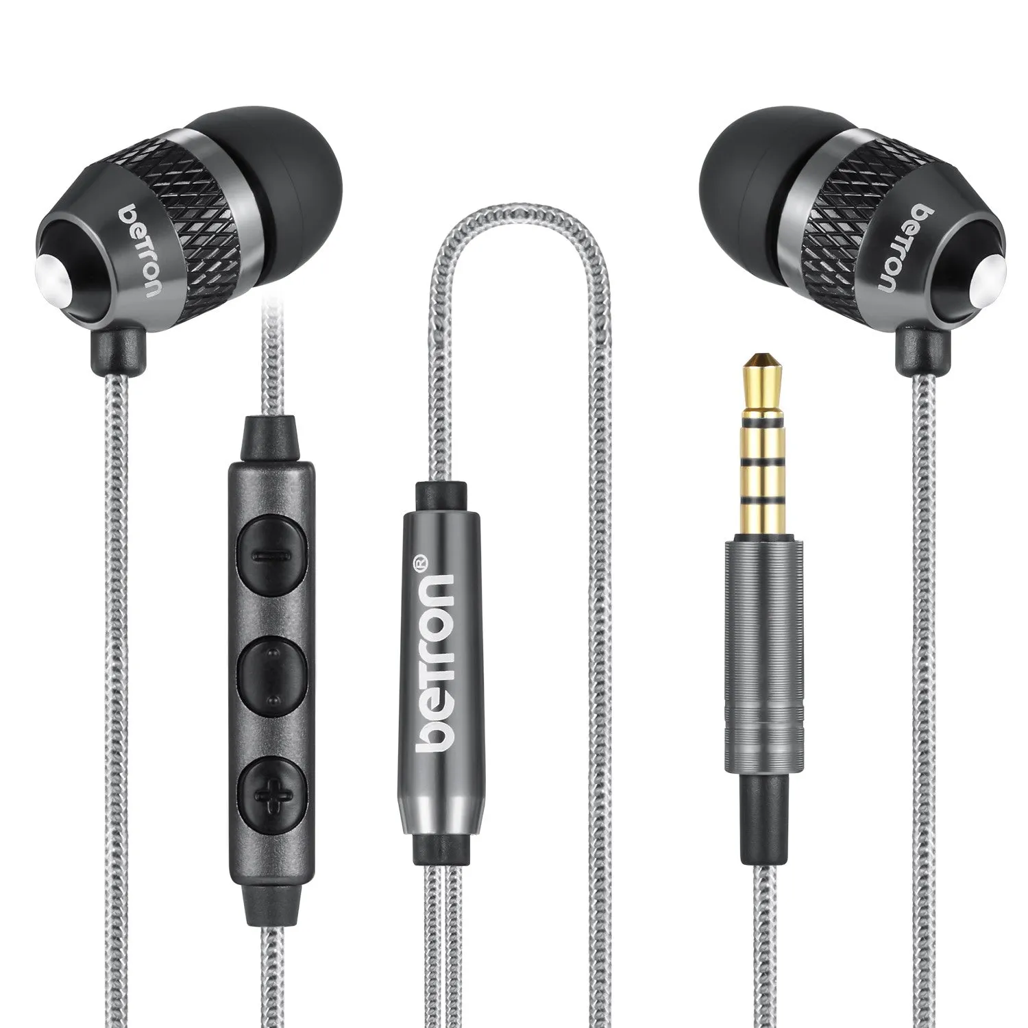 Betron B25 Noise Isolating Earphones with Volume Control Microphone Powerful Bass iPhone Samsung