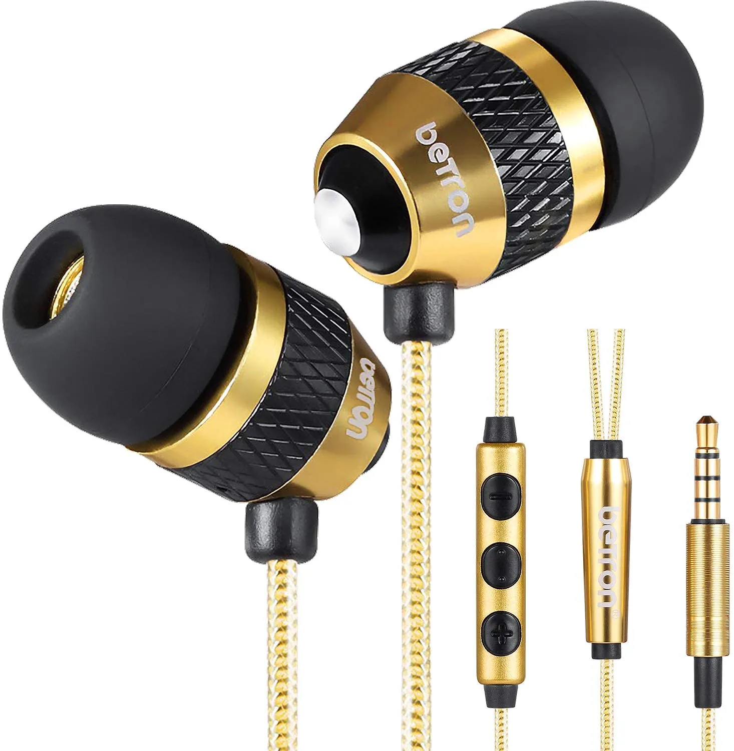 Betron B25 Noise Isolating Earphones with Volume Control Microphone Powerful Bass iPhone Samsung