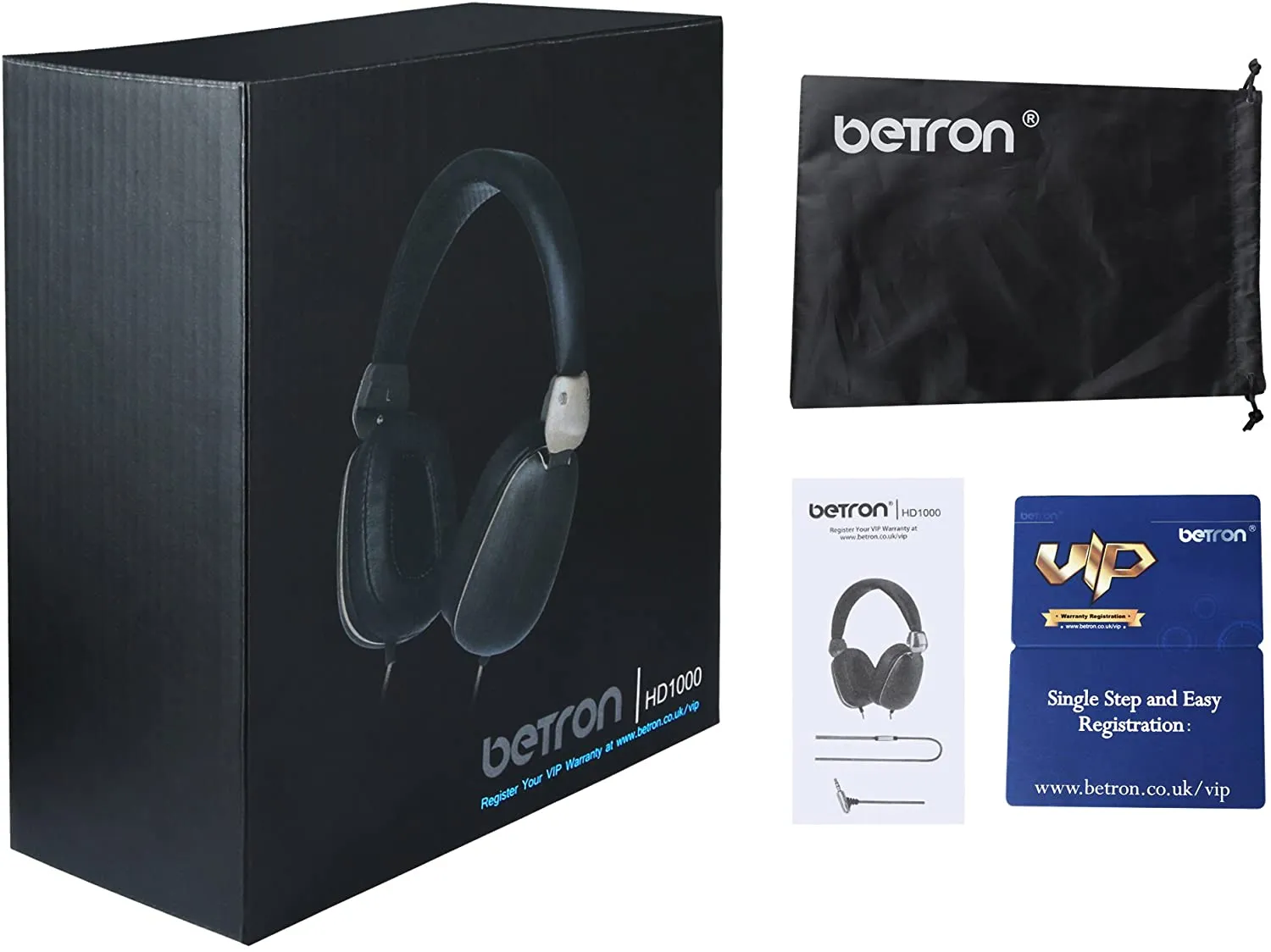 Betron HD1000 On Ear Headphones Bass Driven Sound With Powerful Acoustics Enhanced Clarity Includes