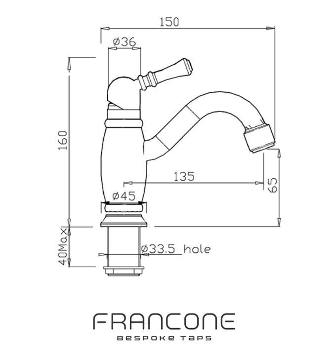 BT97 Classic deck mounted mixer brass tap