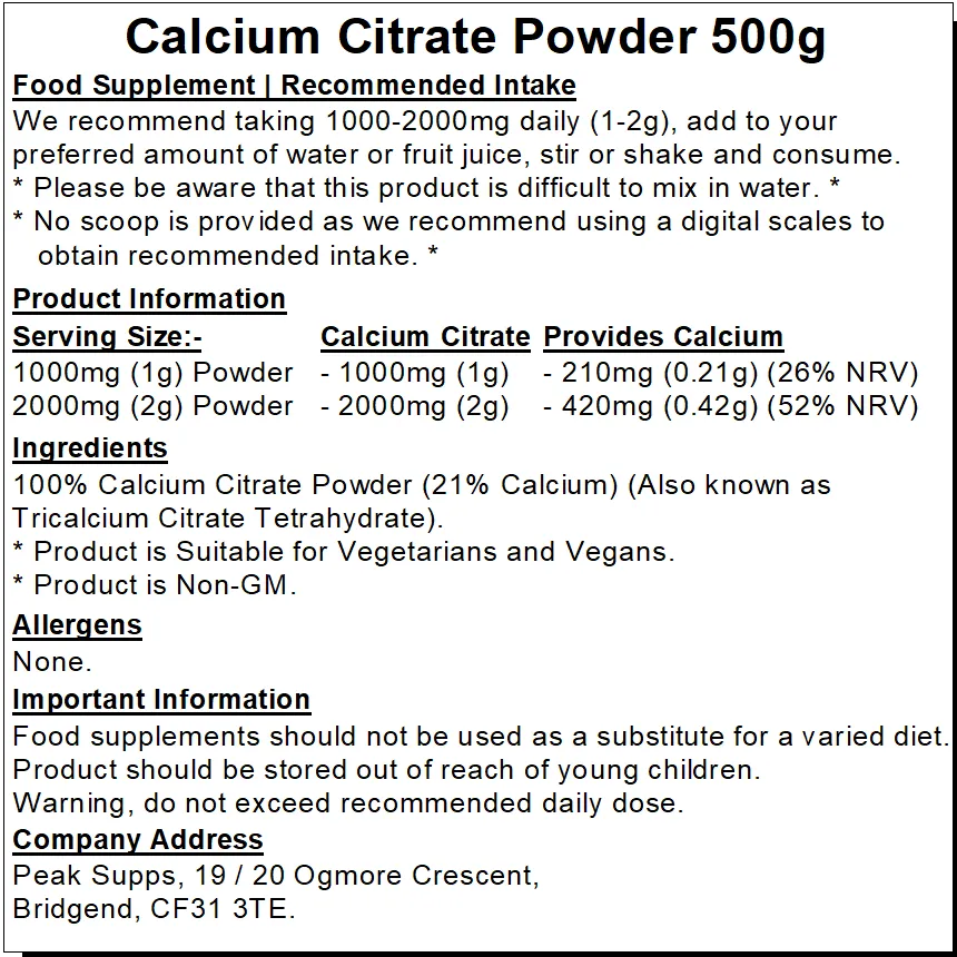 Calcium Citrate Powder