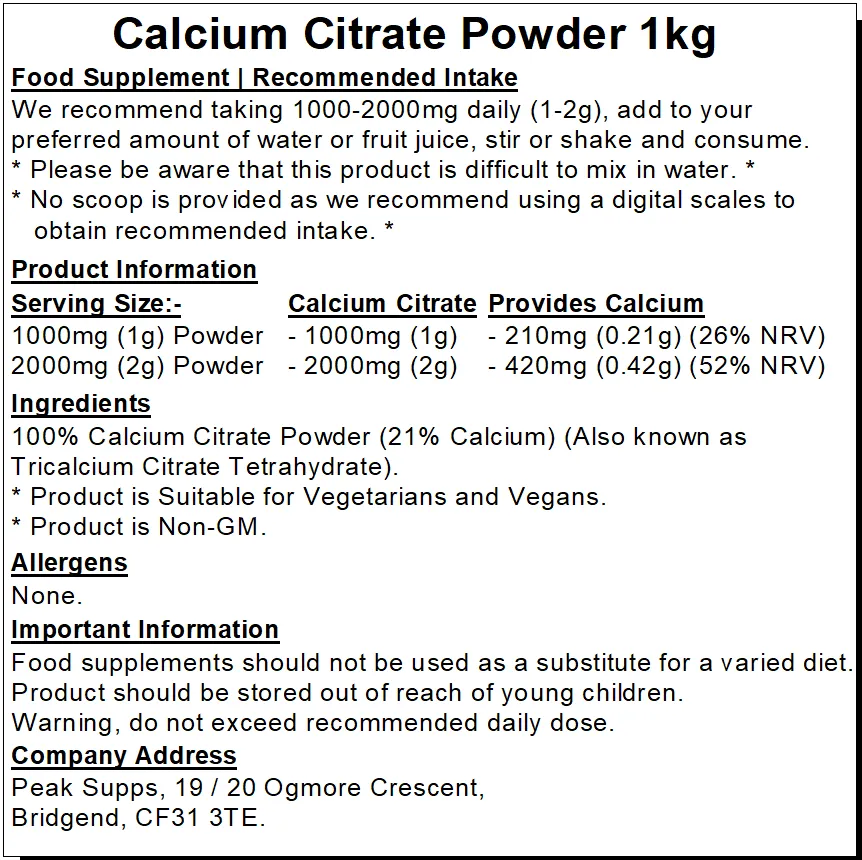 Calcium Citrate Powder