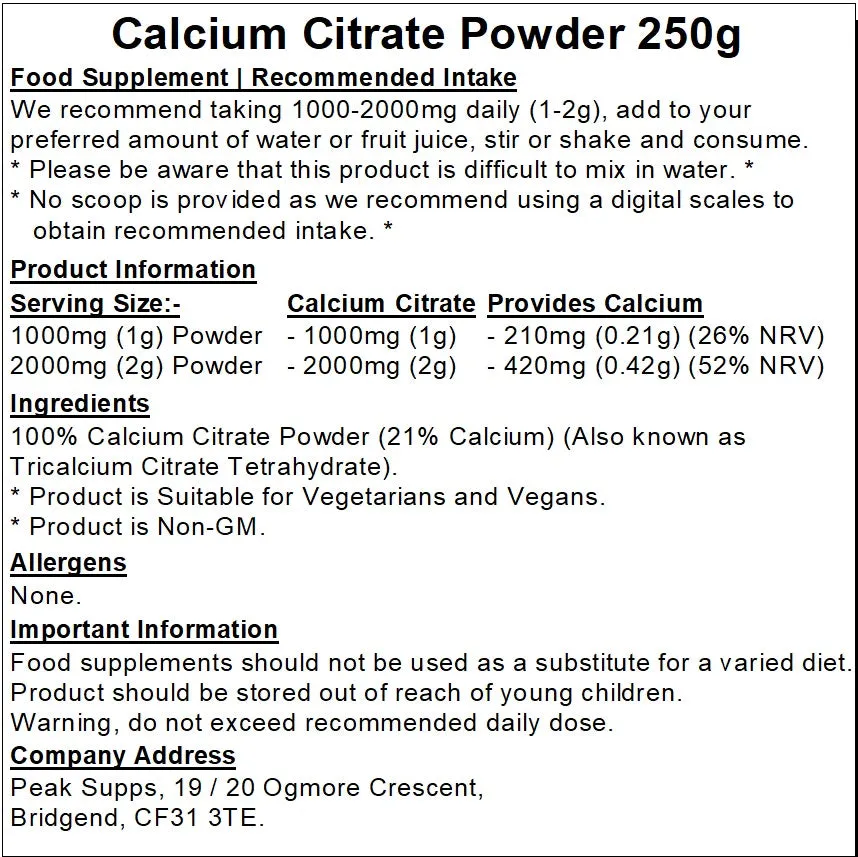 Calcium Citrate Powder