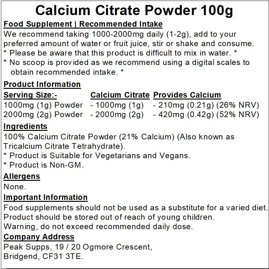 Calcium Citrate Powder