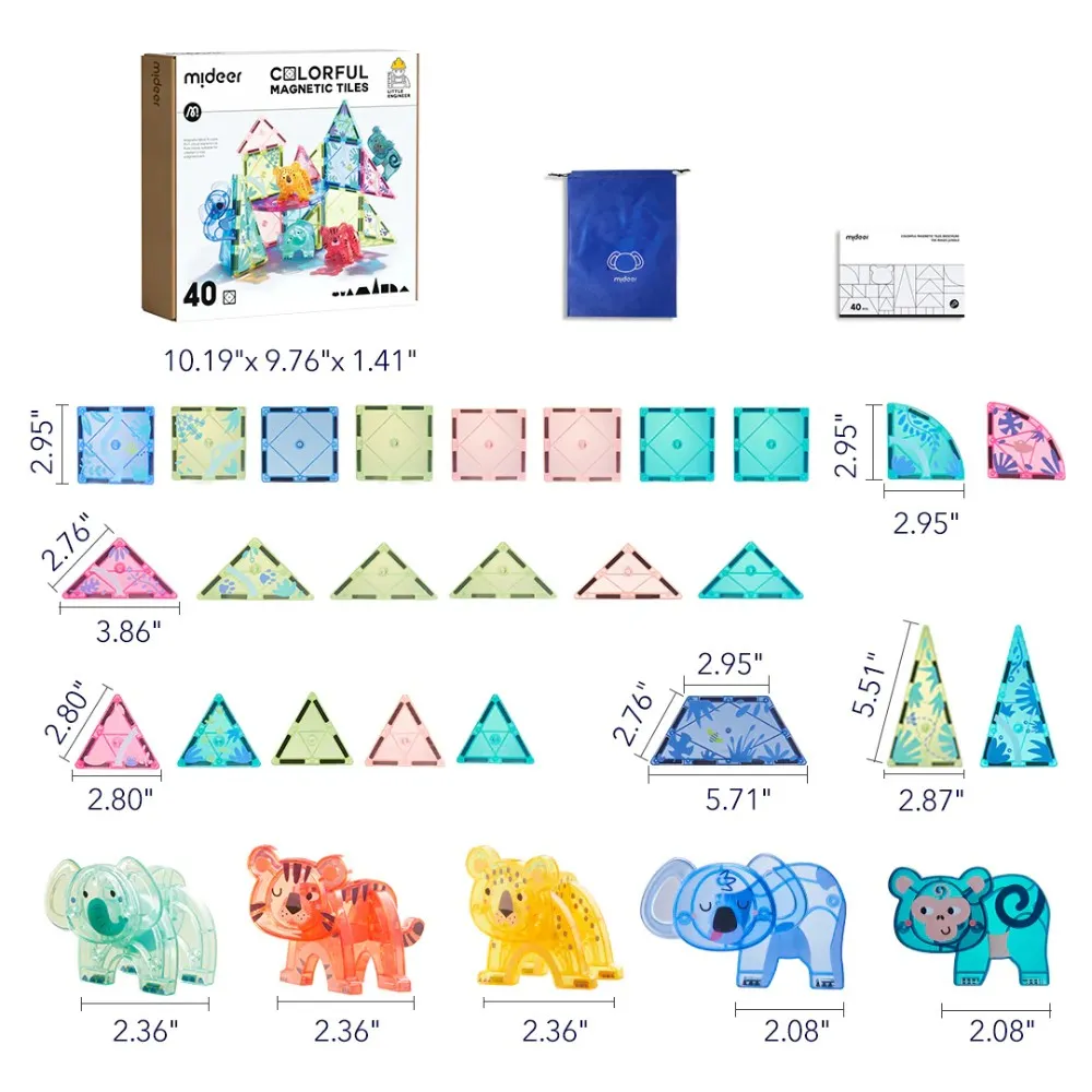 Colourful Magnetic Tiles: Magical Jungle 40pc