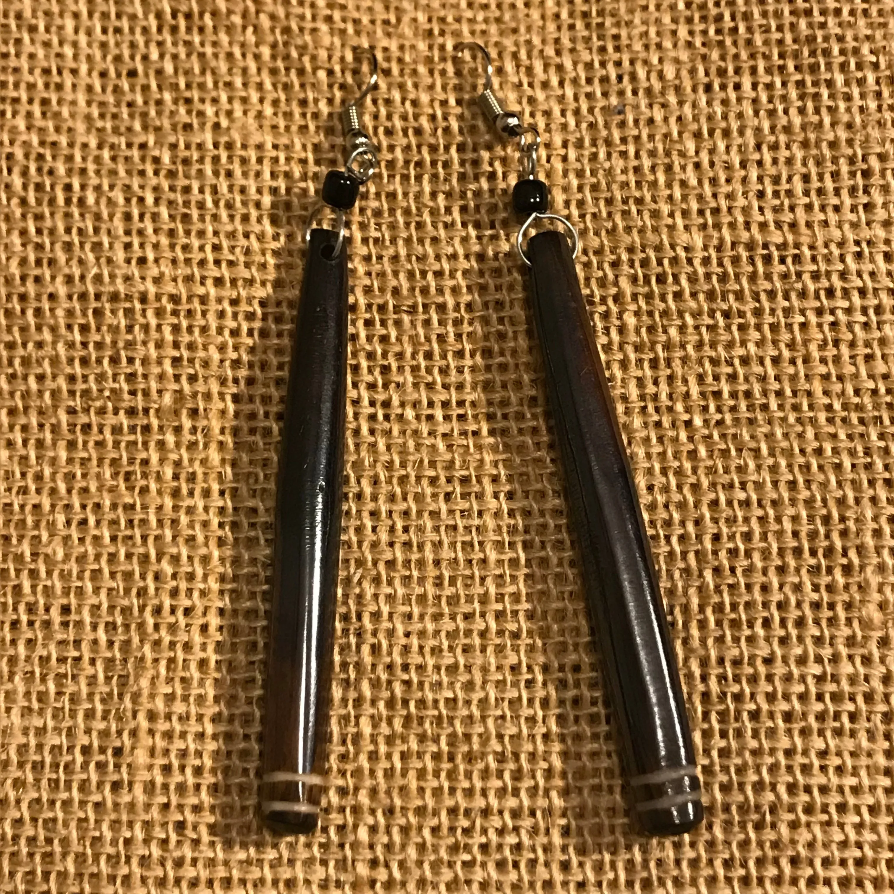 Cow Bone Earrings-Brown Bat Engraved Bottom