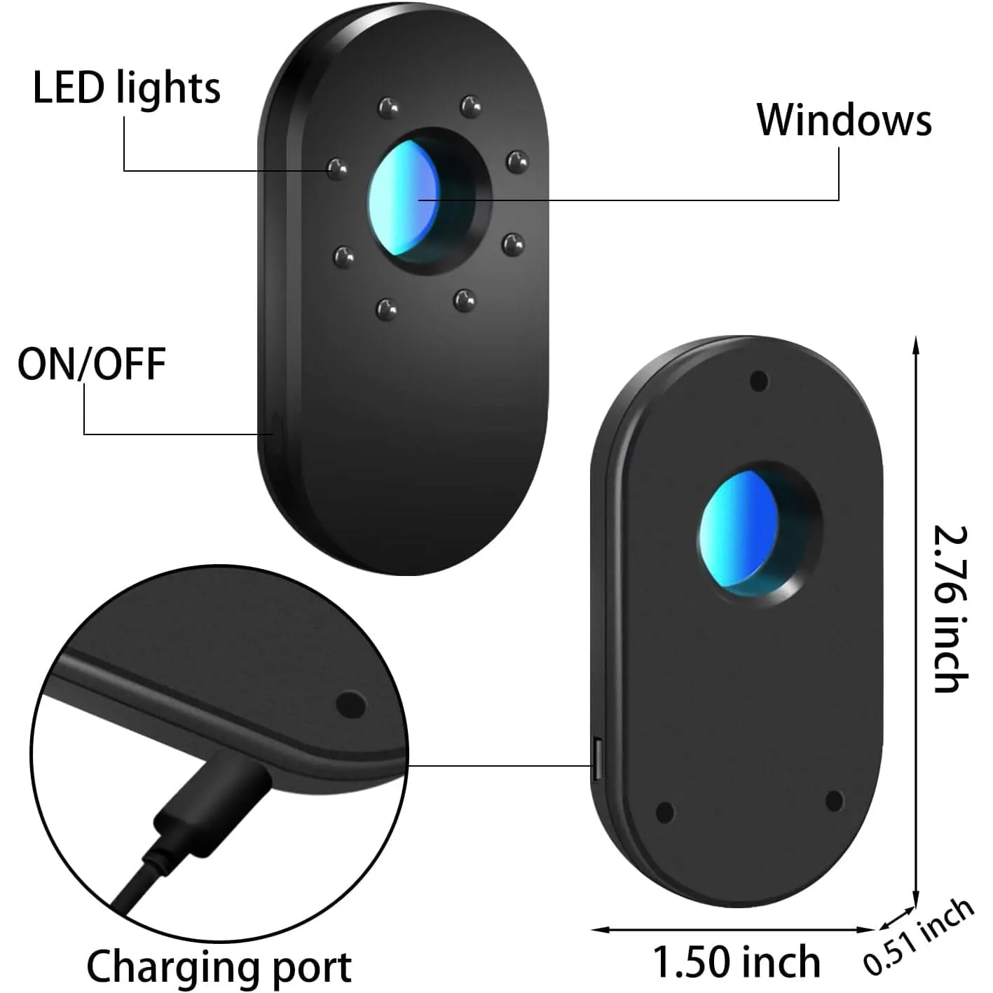 Hotel Hidden Camera Detector Finder, Infrared Detector, Travel Mini Portable Anti-Peeping Anti-Monitoring Camera Scanner