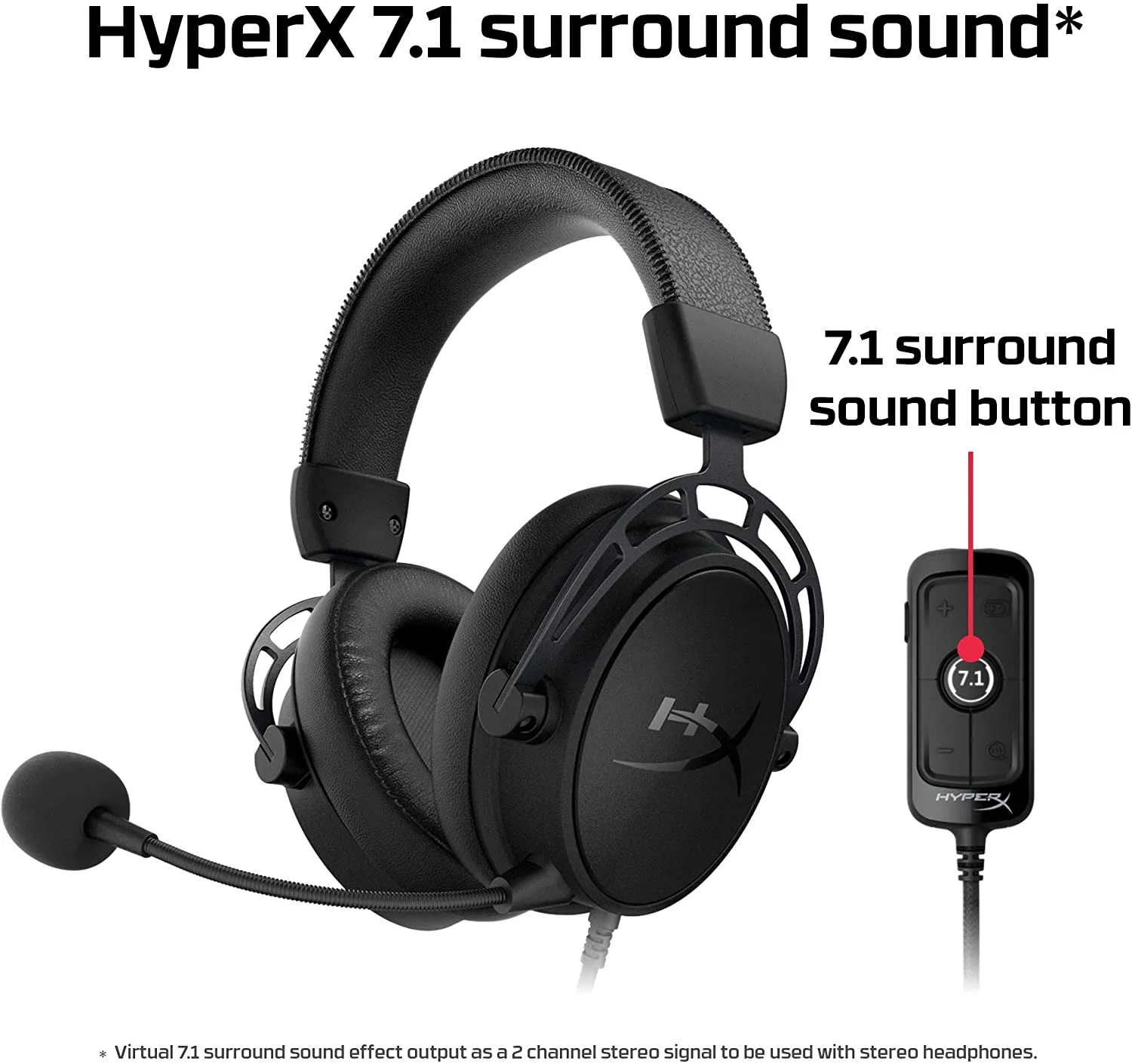 HyperX HX-HSCAS-BK/WW Cloud Alpha S - PC Gaming Headset, 7.1 Surround Sound, Noise Cancelling Microphone for PC, Xbox One and Mobile Devices