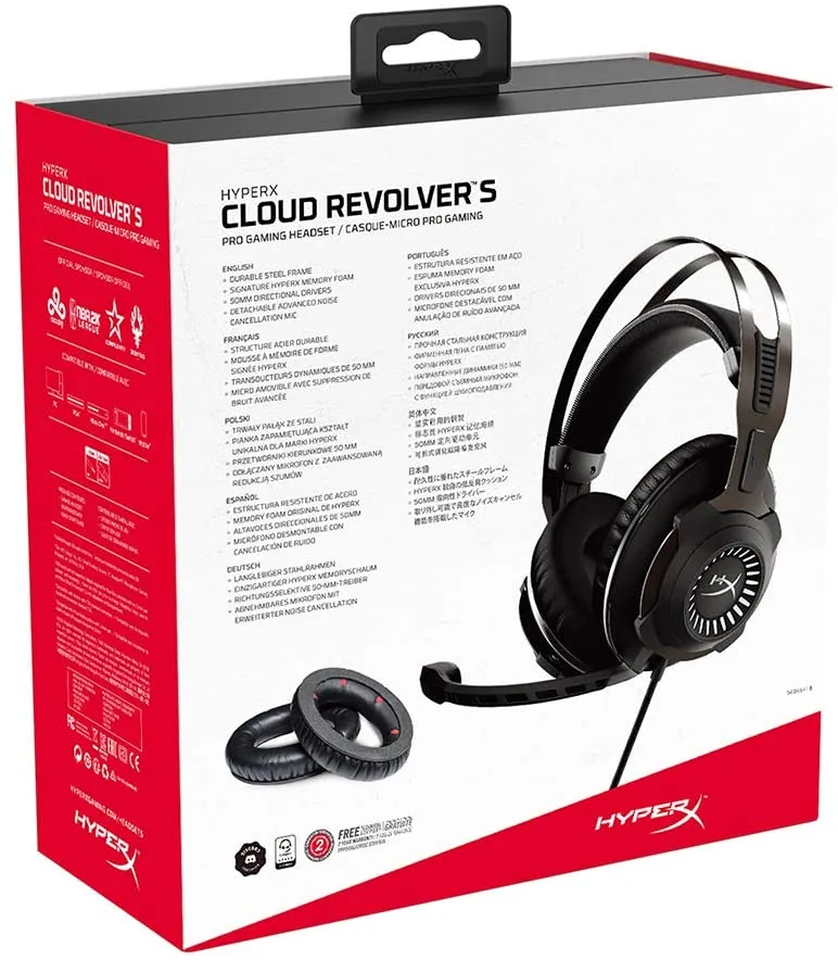 HyperX HX-HSCRS-GM/AS Cloud Revolver Gaming Headset with Dolby 7.1 Surround Sound, Steel Frame, Signature Memory Foam, Premium Leatherette, Detachable Noise Cancellation Microphone, Black