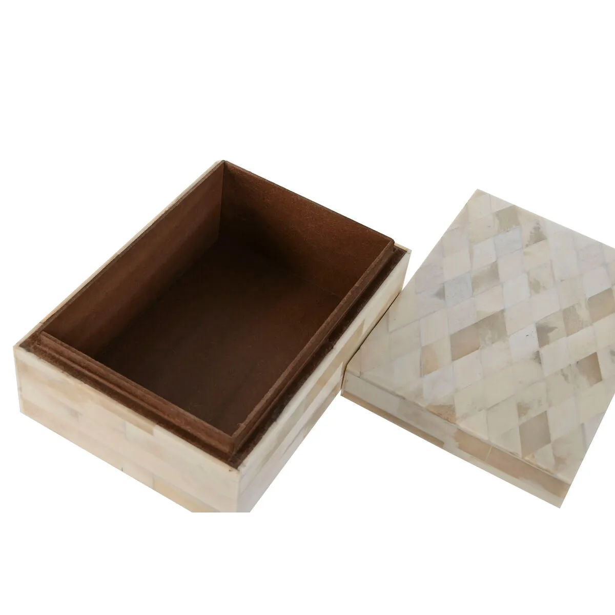 Jewelry box Home ESPRIT Bone Mango wood 18 x 13 x 7,7 cm (2 Pieces)