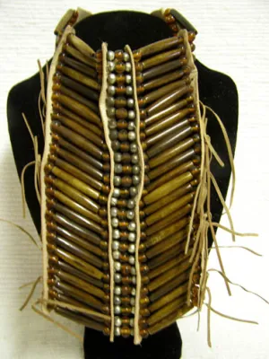 Native American Style Brown Breastplate with 4-Row Choker