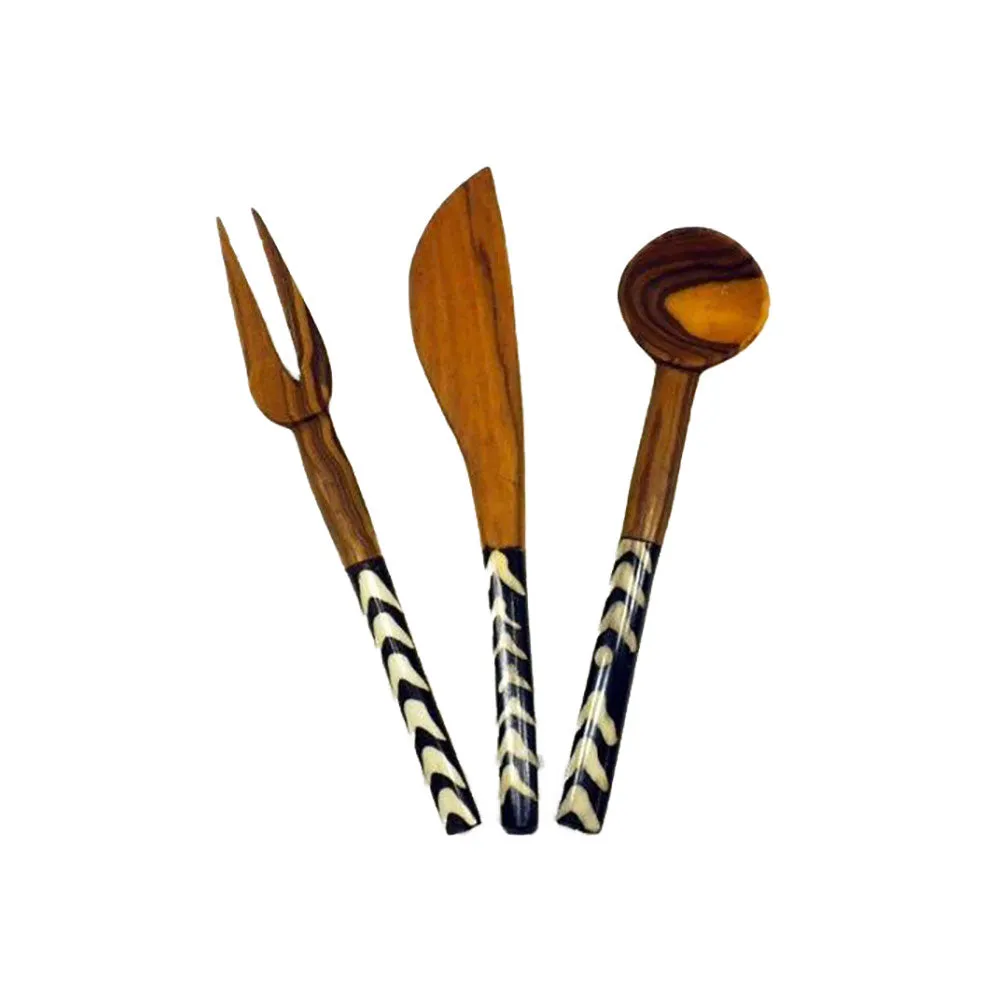 Olive Wood 3 Piece Appetizer Set Jedando Handicrafts