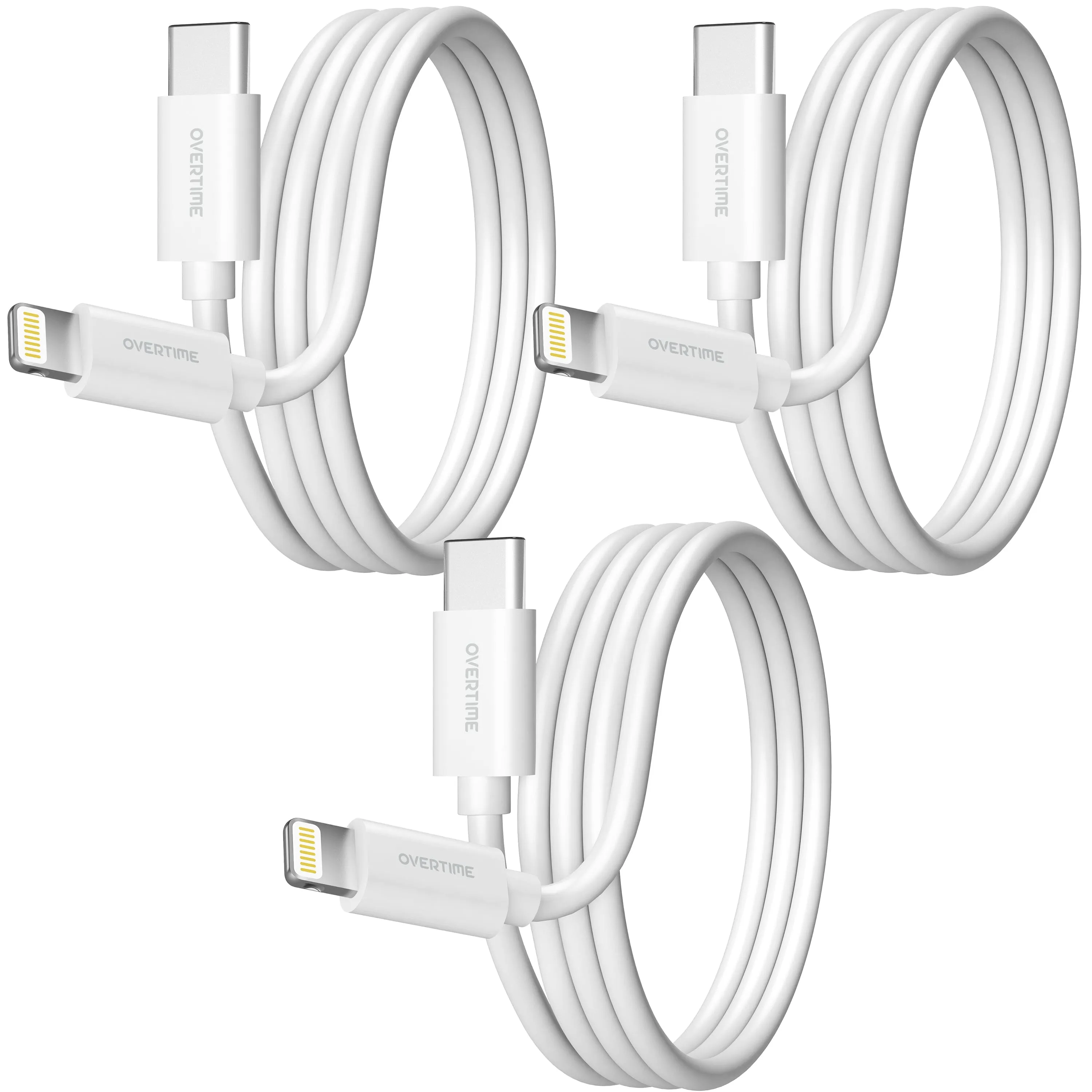 Overtime MFI Certified USB C to Lightning 6ft cable, Fast Charging & Data Transfer - White