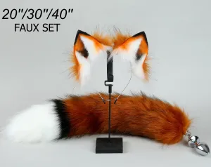 red fox tail plug and ear set fox ear wolf tail butt plug tail buttplug wolf ear petplay sextoy anal plug tail cat ear and tail plug kittenplay