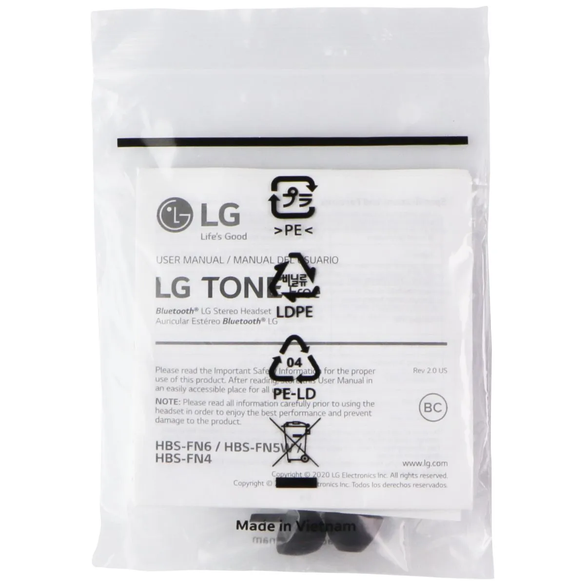 Replacement Rubber Ear Gels for LG Tone Free Headset (HBS-FN6/HBS-FN5W/HBS-FN4)