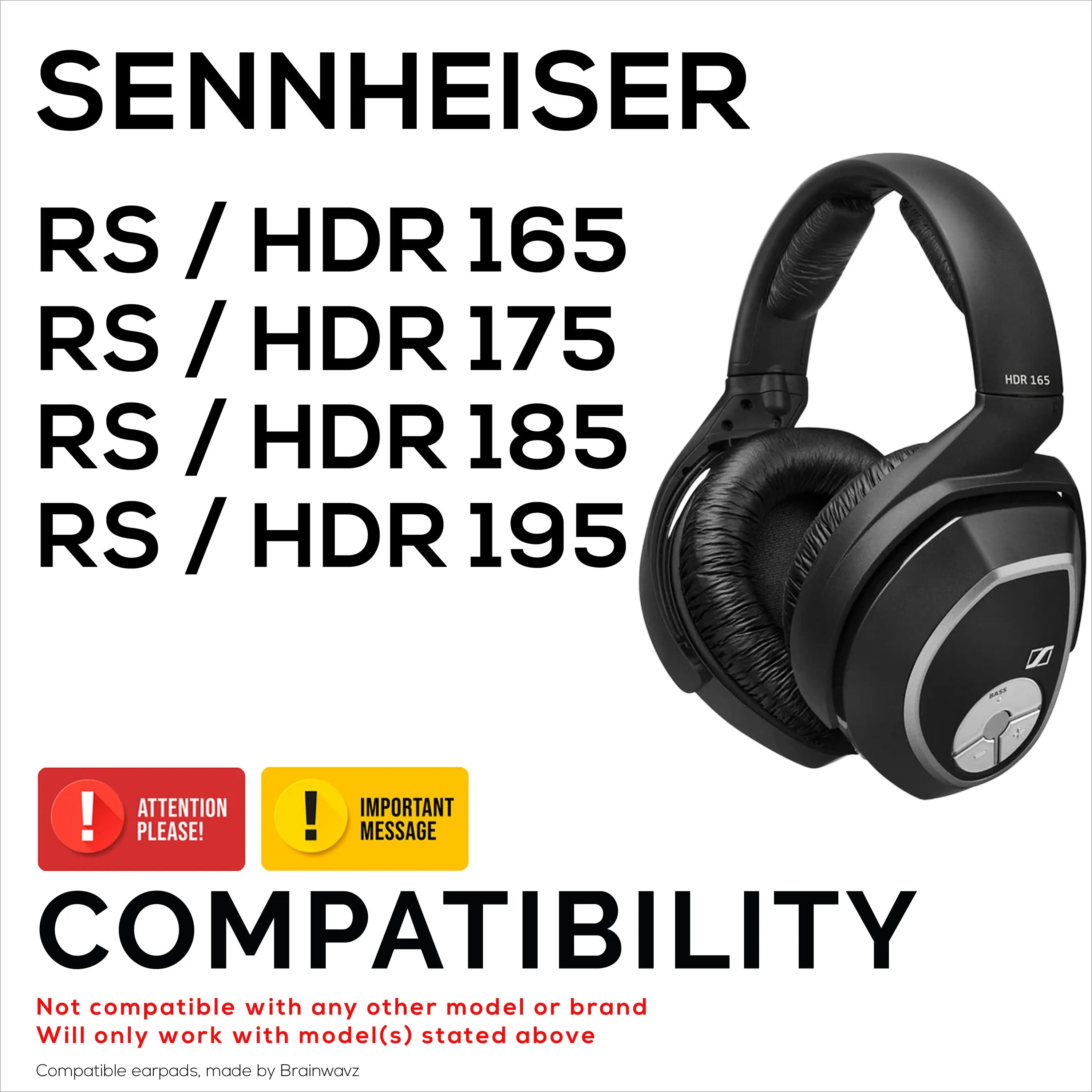 Replacements Earpads for SENNHEISER RS165, RS175, RS185 & RS195 Headphones - Soft PU Leather & Soft Foam