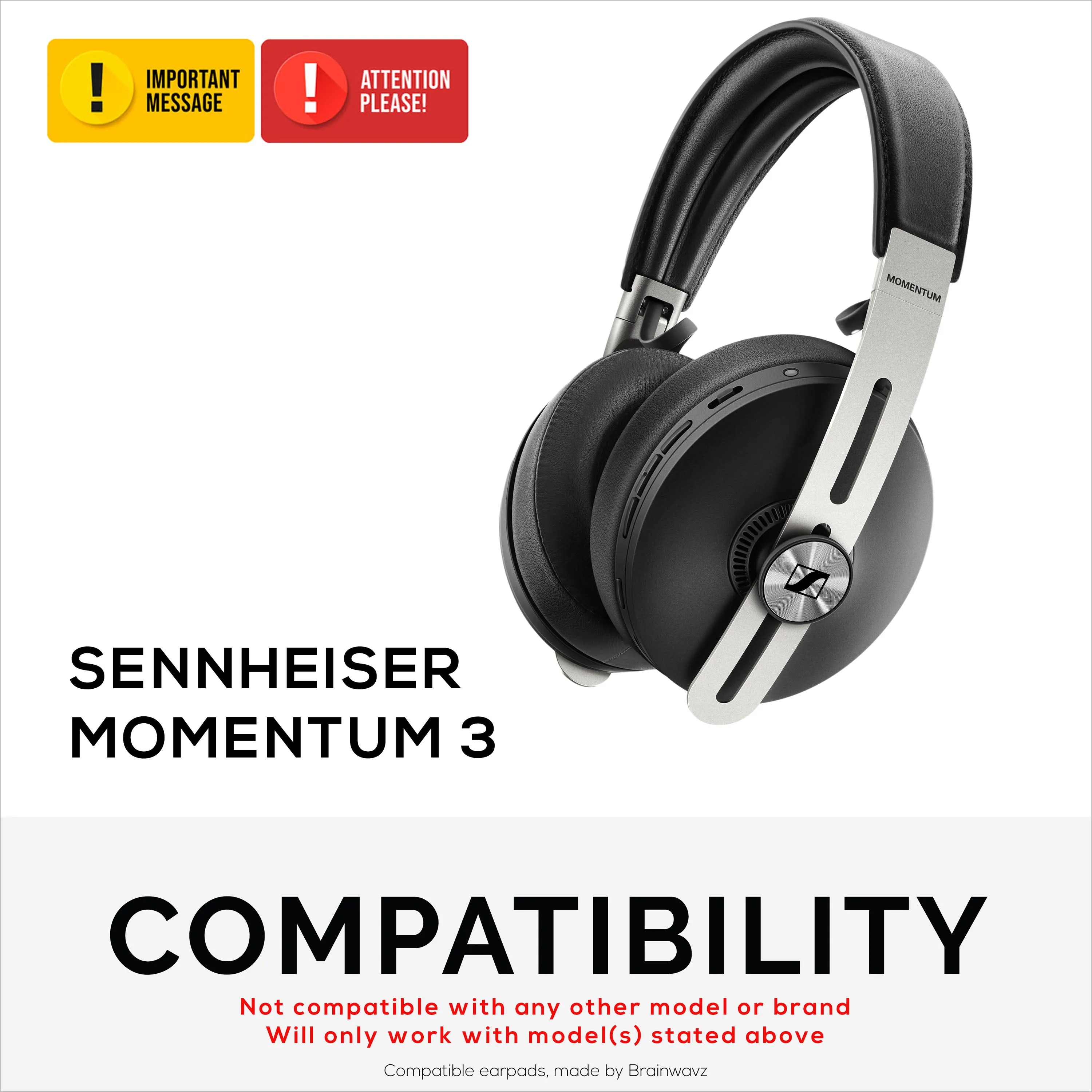 Sennheiser Momentum 3 Replacement Earpads with Thick Memory Foam & Soft PU Leather