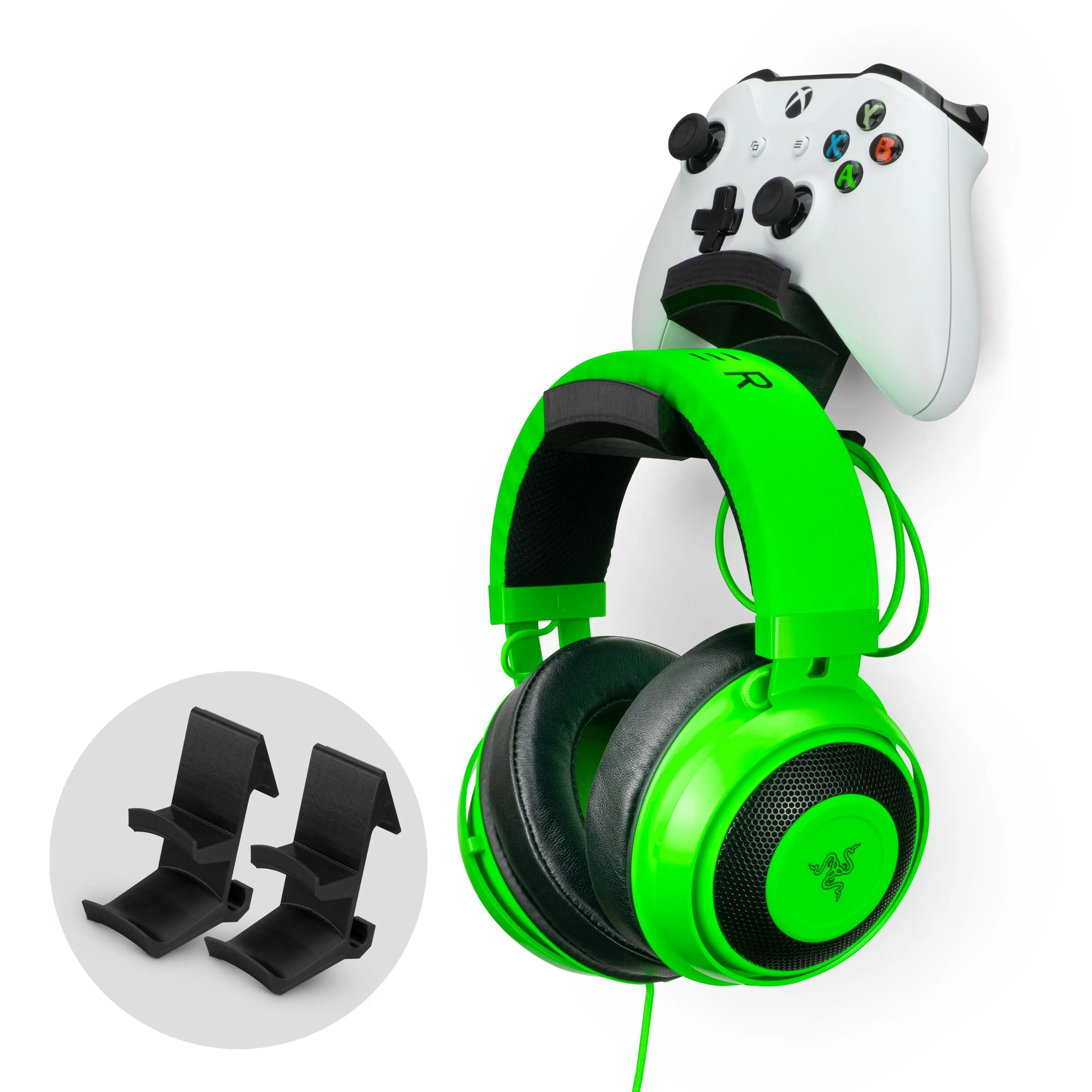 The Colossus - Headphone and Universal Game Controller Hanger - Adhesive Mount, No Mess & No Screws