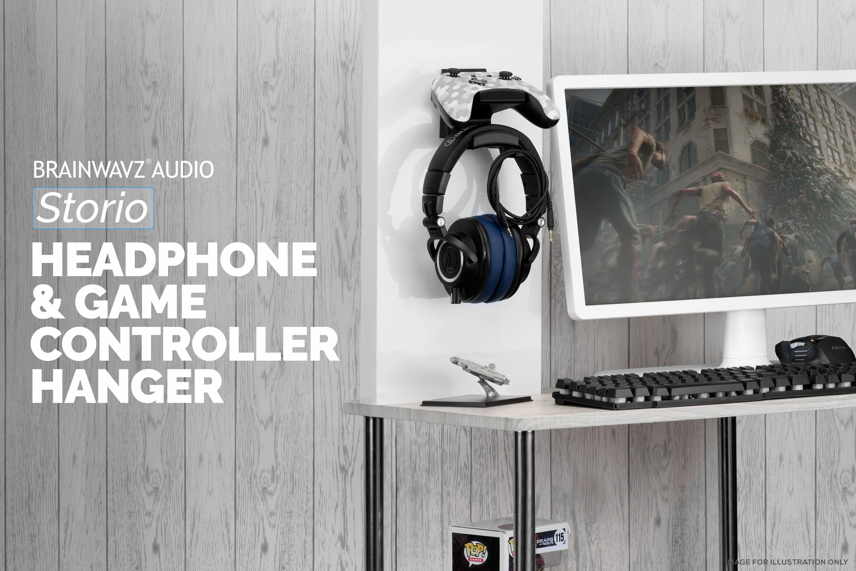 The Storio - Game Controller & Headphone Wall Hanger - Universal Adhesive Mount, No Screws or Mess