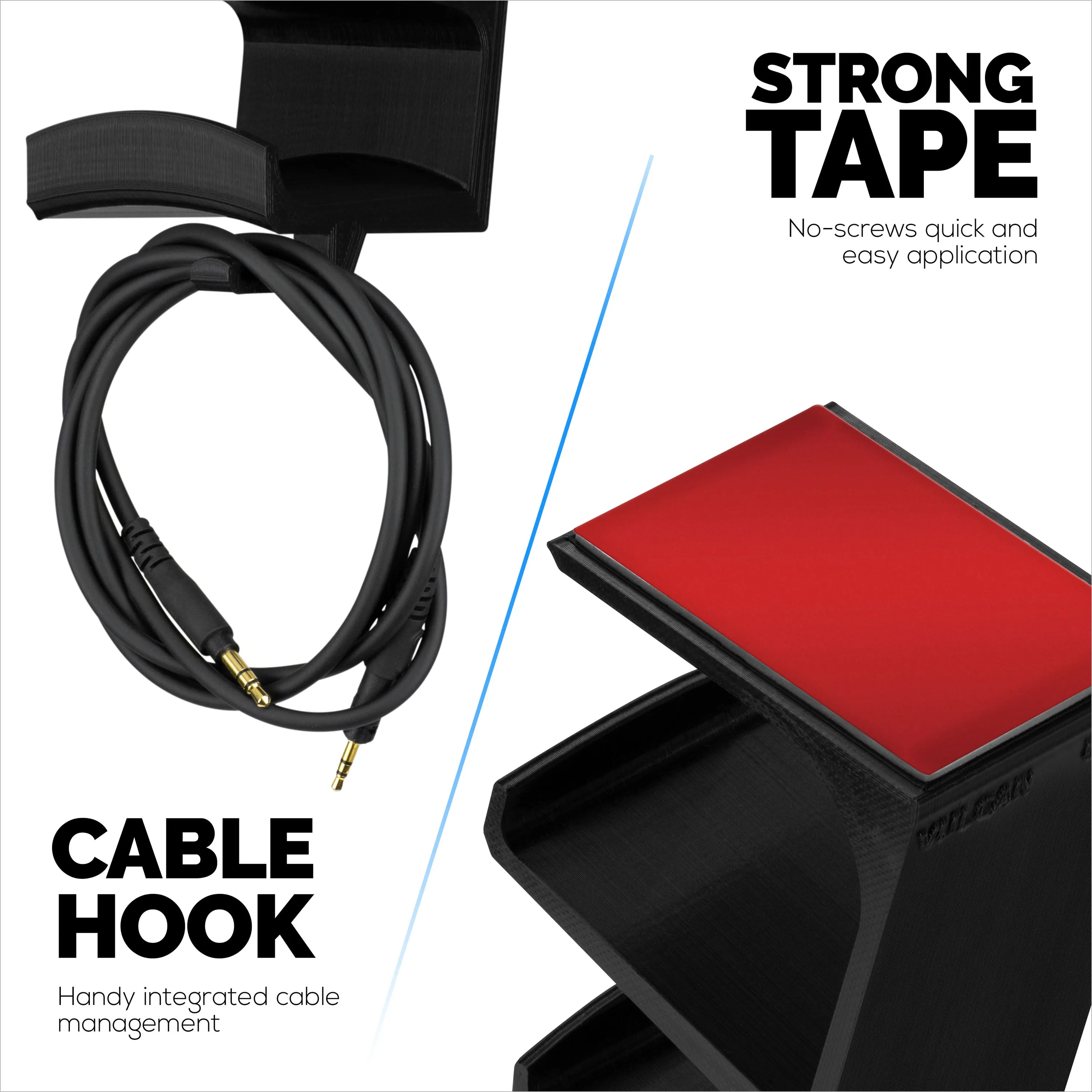 The Vulcan - Under Desk Controller & Headphone Hanger - Adhesive Mount, No Screws or Mess