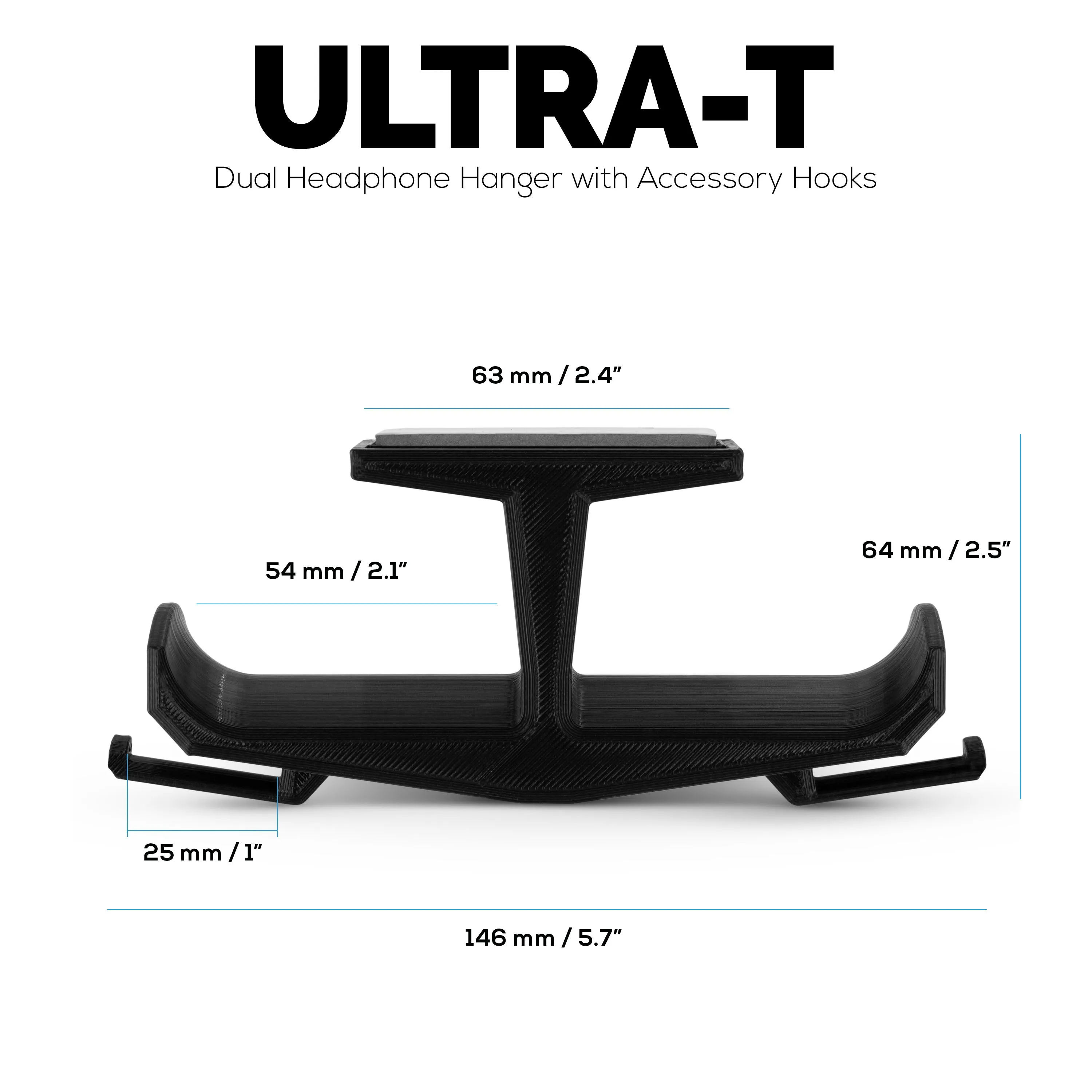 Ultra-T - Dual Under Desk Headphone Hanger Holder