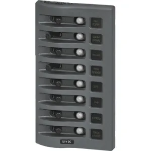 WeatherDeck 12V DC Waterproof Circuit Breaker Panel - Gray 8 Positions