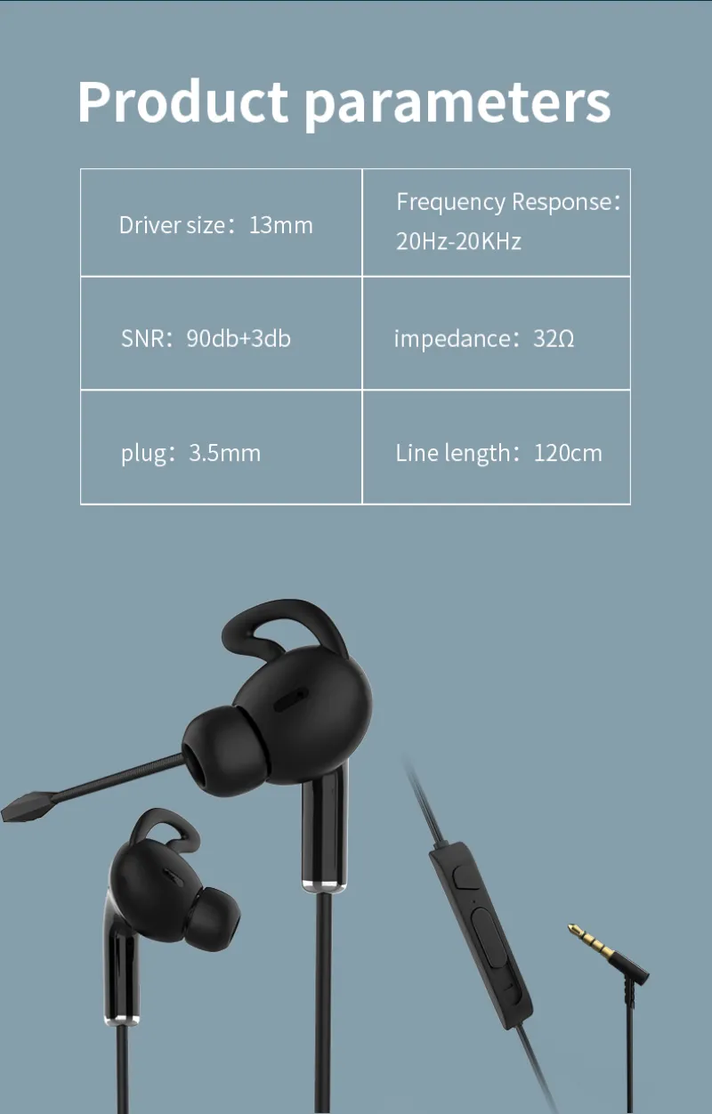 Wired Gaming Earbuds with Microphone