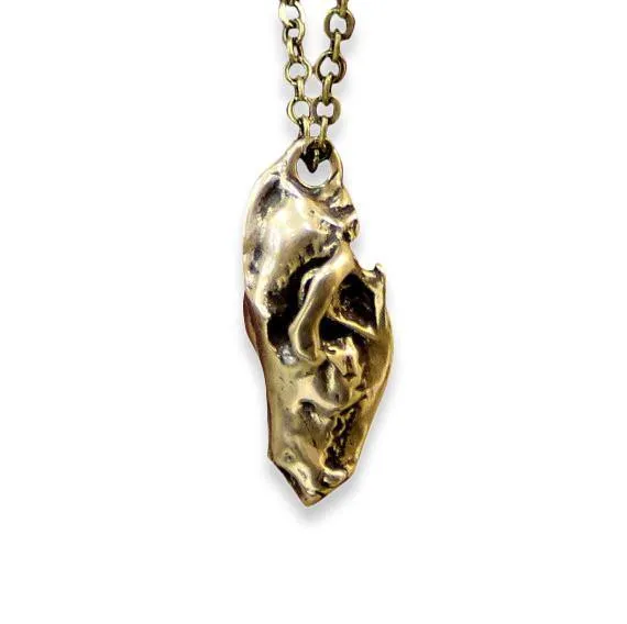 Wolf Skull Pendant Necklace - 3D Bronze Miniature