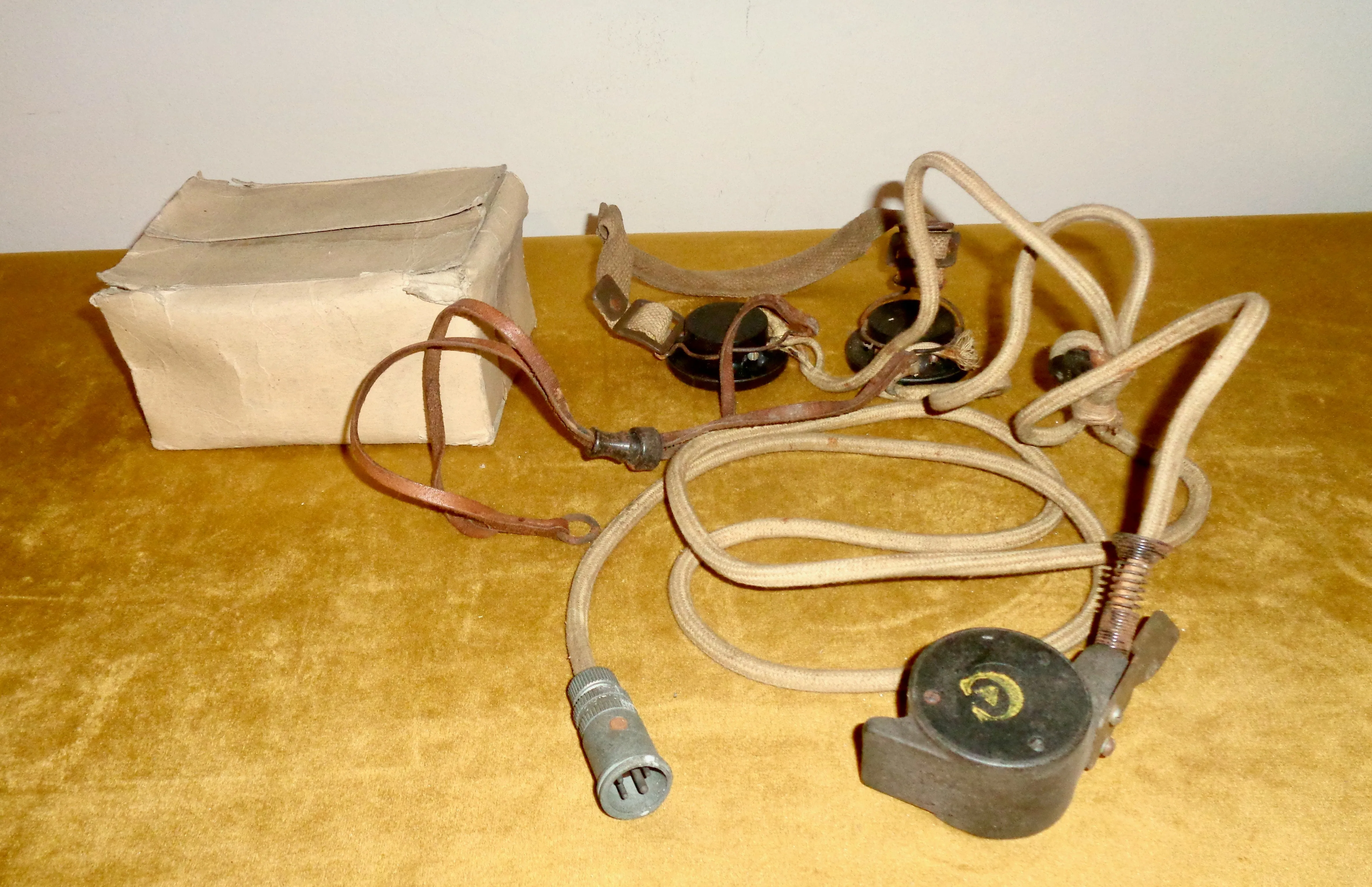 WW2 Canadian WS58 Headset Comprising Dominion Headphones with DM1 Microphone and Cannon Plug